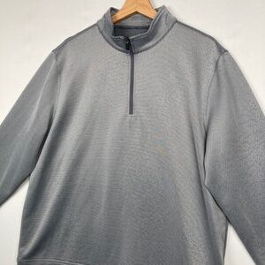 Hickey Freeman Men's 1/4 Zip Pullover Gray Striped Long Sleeve Performance Large
